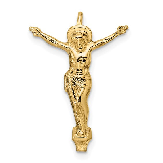 14k Yellow Gold Risen Jesus Christ Chain Slide Pendant Charm