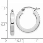 Kép betöltése a galériamegjelenítőbe: 14K white gold square tube hoop earrings 20mm x 3mm
