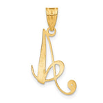 Afbeelding in Gallery-weergave laden, 14K Yellow Gold Diamond Initial Letter A Cursive Script Alphabet Pendant Charm
