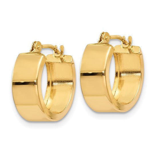 14k Yellow Gold Square Tube Round Hoop Earrings