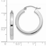 Charger l'image dans la galerie, 14K White Gold Square Tube Round Hoop Earrings 25mm x 3mm
