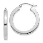 Charger l'image dans la galerie, 14K White Gold Square Tube Round Hoop Earrings 25mm x 3mm
