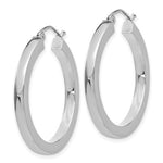Lataa kuva Galleria-katseluun, 14K white gold square tube hoop earrings 30mm x 3mm, side profile view

