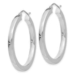 Charger l'image dans la galerie, 14K White Gold Square Tube Round Hoop Earrings 35mm x 3mm

