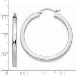 Charger l'image dans la galerie, 14K White Gold Square Tube Round Hoop Earrings 35mm x 3mm
