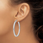 Lataa kuva Galleria-katseluun, 14K White Gold Square Tube Round Hoop Earrings 45mm x 3mm
