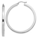 Lataa kuva Galleria-katseluun, 14K White Gold Square Tube Round Hoop Earrings 45mm x 3mm
