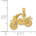 Kép betöltése a galériamegjelenítőbe: 14k Yellow Gold Motorcycle  Moveable 3D Pendant Charm
