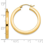 Załaduj obraz do przeglądarki galerii, 10k Yellow Gold 31mm x 3mm Classic Square Tube Round Hoop Earrings
