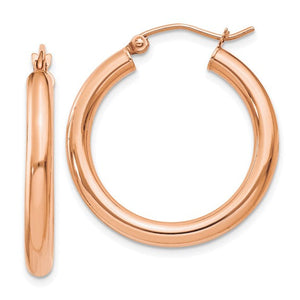 10k Rose Gold Classic Round Hoop Earrings 24mm x 3mm
