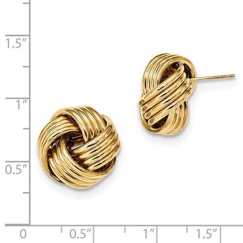 14k Yellow Gold 16mm Classic Love Knot Stud Post Earrings