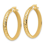 Indlæs billede til gallerivisning 14K Yellow Gold Diamond Cut Round Hoop Earrings 28mm x 4mm
