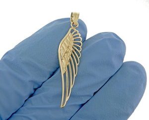 14k Yellow Gold Angel Wing Cut Out Pendant Charm