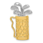 Indlæs billede til gallerivisning 14k Gold Two Tone Golf Clubs Bag Golfing 3D Pendant Charm
