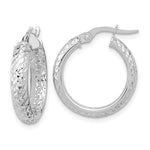 Lade das Bild in den Galerie-Viewer, 14k White Gold 19mm x 3.75mm Diamond Cut Inside Outside Round Hoop Earrings
