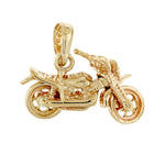 Indlæs billede til gallerivisning 14k Yellow Gold Motorcycle  Moveable 3D Pendant Charm
