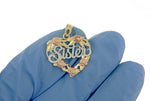 Afbeelding in Gallery-weergave laden, 14k Yellow Rose Gold and Rhodium Sister Heart Flowers Pendant Charm
