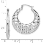Load image into Gallery viewer, 10K White Gold Graduated Polished Textured Classic Round Hoop Earrings
