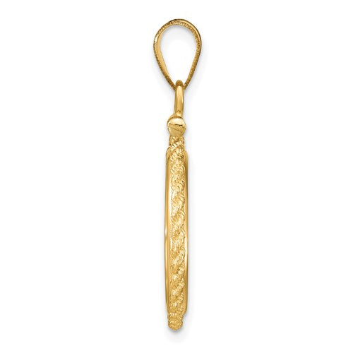 14K Yellow Gold Coin Holder for 16.5mm Coins or 1/10 oz American Eagle 1/10 oz Krugerrand Rope Bezel Screw Top Pendant Charm