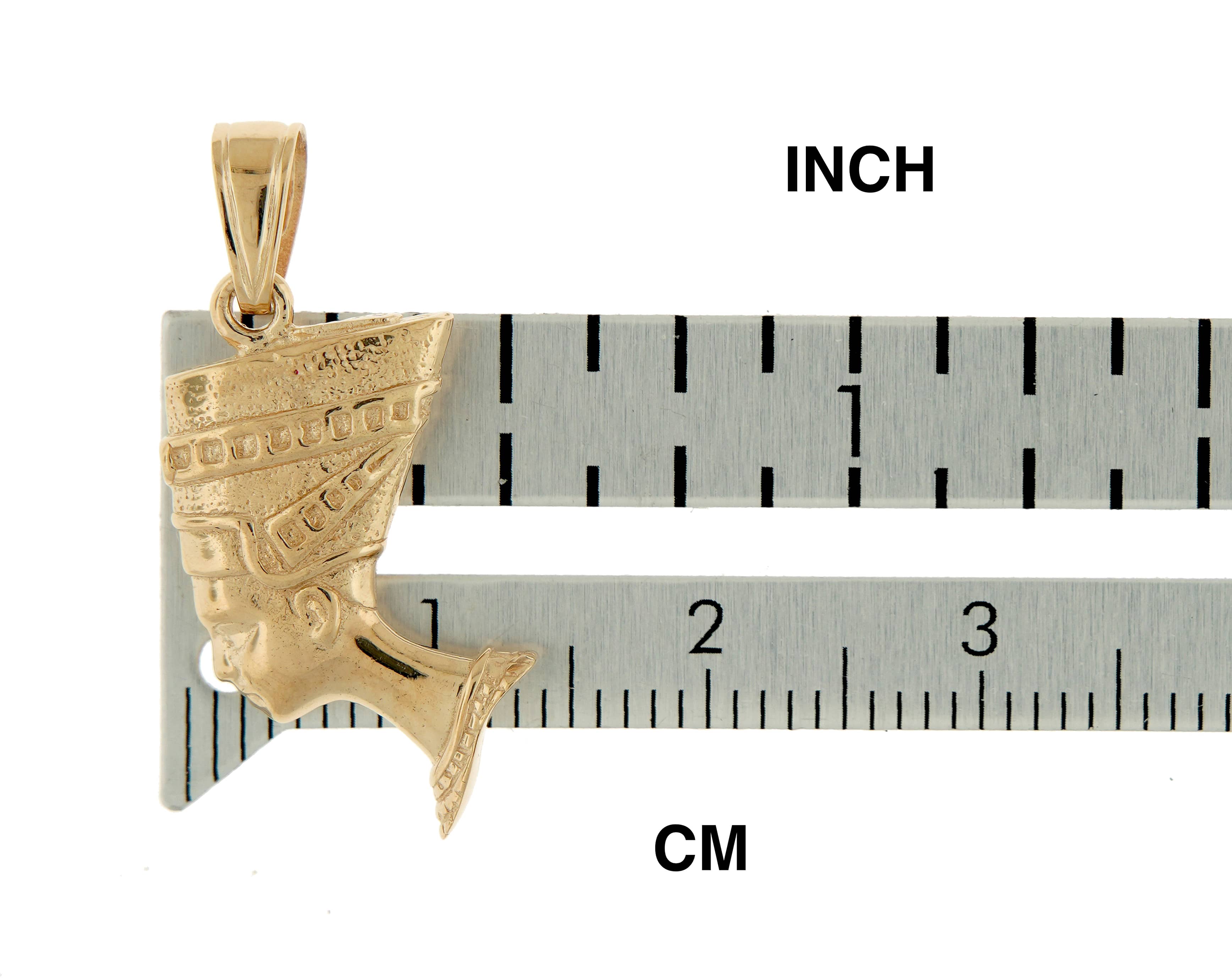 14k yellow gold egyptian nefertiti 3d pendant charm