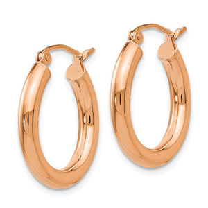 14K Rose Gold 20mm x 3mm Classic Round Hoop Earrings