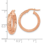 Cargar imagen en el visor de la galería, 14k Rose Gold 19mm x 3.75mm Diamond Cut Inside Outside Round Hoop Earrings
