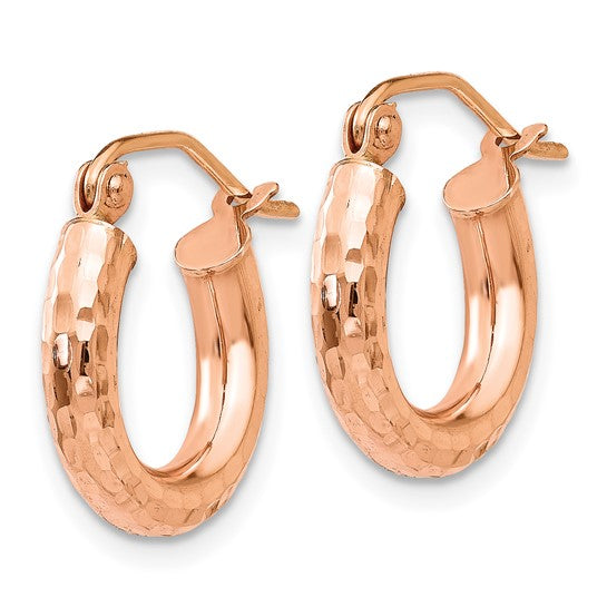 14k Rose Gold 25mm x 3.25mm Diamond Cut Round Hoop Earrings