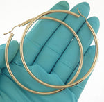 Charger l'image dans la galerie, 14K Yellow Gold 70mm x 3mm Extra Large Giant Gigantic Big Lightweight Round Classic Hoop Earrings
