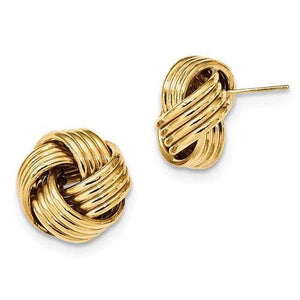 14k Yellow Gold 16mm Classic Love Knot Stud Post Earrings