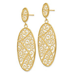 Load image into Gallery viewer, 14k Yellow Gold Filigree Oval Festive Dangle Post Earrings
