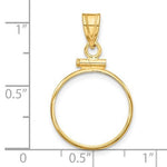 Load image into Gallery viewer, 14K Yellow Gold Holds 16.5mm Coins or 1/10 oz American Eagle 1/10 oz Krugerrand Screw Top Coin Holder Bezel Pendant
