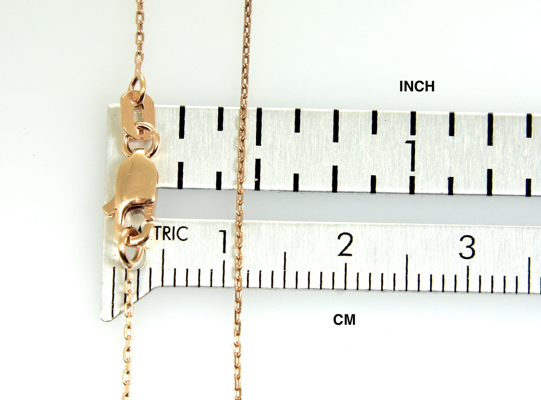 14K Rose Gold 0.8mm Diamond Cut Cable Bracelet Anklet Choker Necklace Pendant Chain
