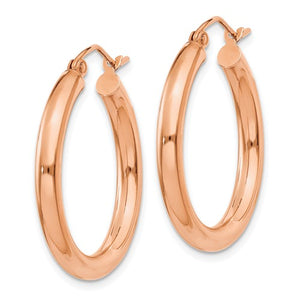 10k Rose Gold Classic Round Hoop Earrings 24mm x 3mm