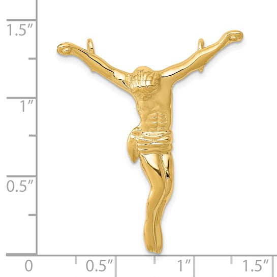 14k Yellow Gold Corpus Jesus Christ Chain Slide Pendant Charm