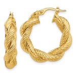 Afbeelding in Gallery-weergave laden, 14k Yellow Gold Classic Round Twisted Textured Hoop Earrings 25mm x 5.7mm
