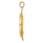 Load image into Gallery viewer, 14k Yellow Gold Prong Coin Bezel Holder for 32.7mm Coins or 1 oz American Eagle or 1 oz Cat or 1 oz Krugerrand Diamond Shaped Beaded Pendant Charm
