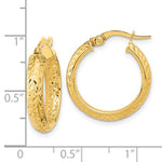 Carregar imagem no visualizador da galeria, 14k Yellow Gold 19mm x 3.75mm Diamond Cut Inside Outside Round Hoop Earrings
