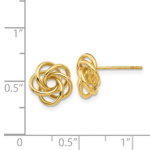 14k Yellow Gold Classic Love Knot Stud Post Earrings