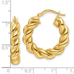 Afbeelding in Gallery-weergave laden, 14k Yellow Gold Classic Round Twisted Hoop Earrings 25mm x 5.3mm
