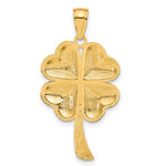 Lataa kuva Galleria-katseluun, 10K Yellow Gold 4-Leaf Clover Pendant Back Engraved Detail
