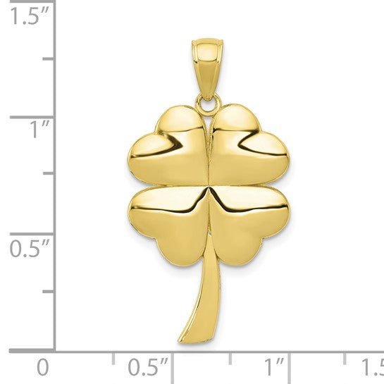 10K Yellow Gold 4-Leaf Clover Pendant with Size Scale