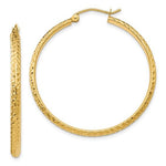 Lataa kuva Galleria-katseluun, 14k Yellow Gold 37mm x 2.5mm Diamond Cut Round Hoop Earrings
