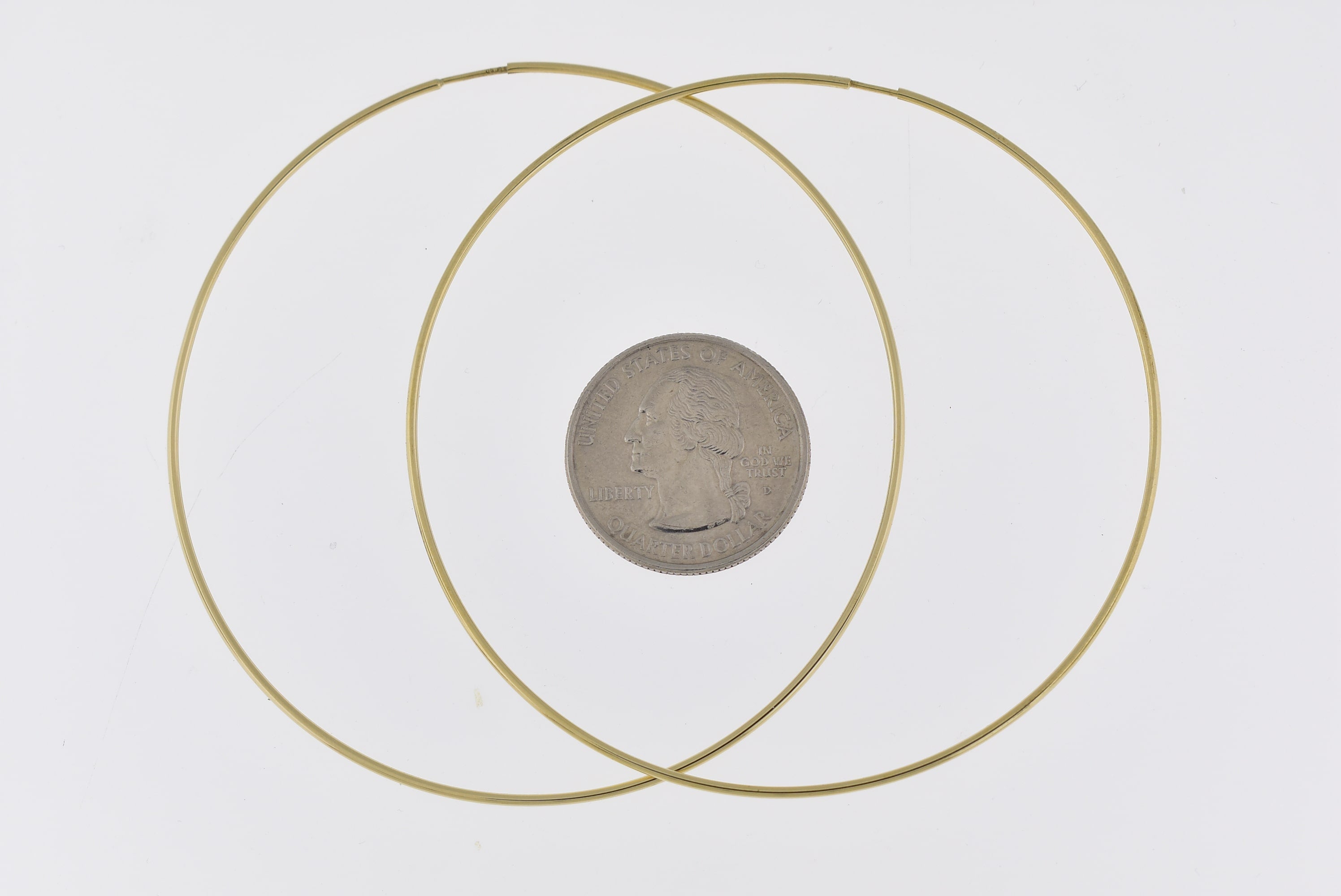 10K Yellow Gold Extra Large 68mm x 2mm Endless Hoop Earrings