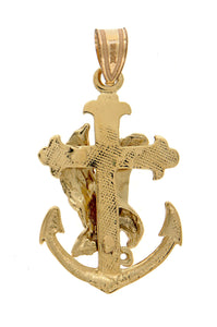 14k Yellow Gold Mariners Cross Eagle Anchor Pendant Charm