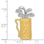 Φόρτωση εικόνας στο εργαλείο προβολής Συλλογής, 14k Gold Two Tone Golf Clubs Bag Golfing 3D Pendant Charm
