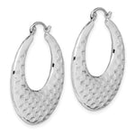 Load image into Gallery viewer, 10K White Gold Graduated Polished Textured Classic Round Hoop Earrings
