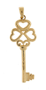 Load image into Gallery viewer, 14k Yellow Gold Key to My Heart Pendant Charm
