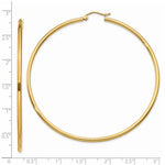 Lataa kuva Galleria-katseluun, 14K Yellow Gold 60mmx2mm Lightweight Classic Round Hoop Earrings
