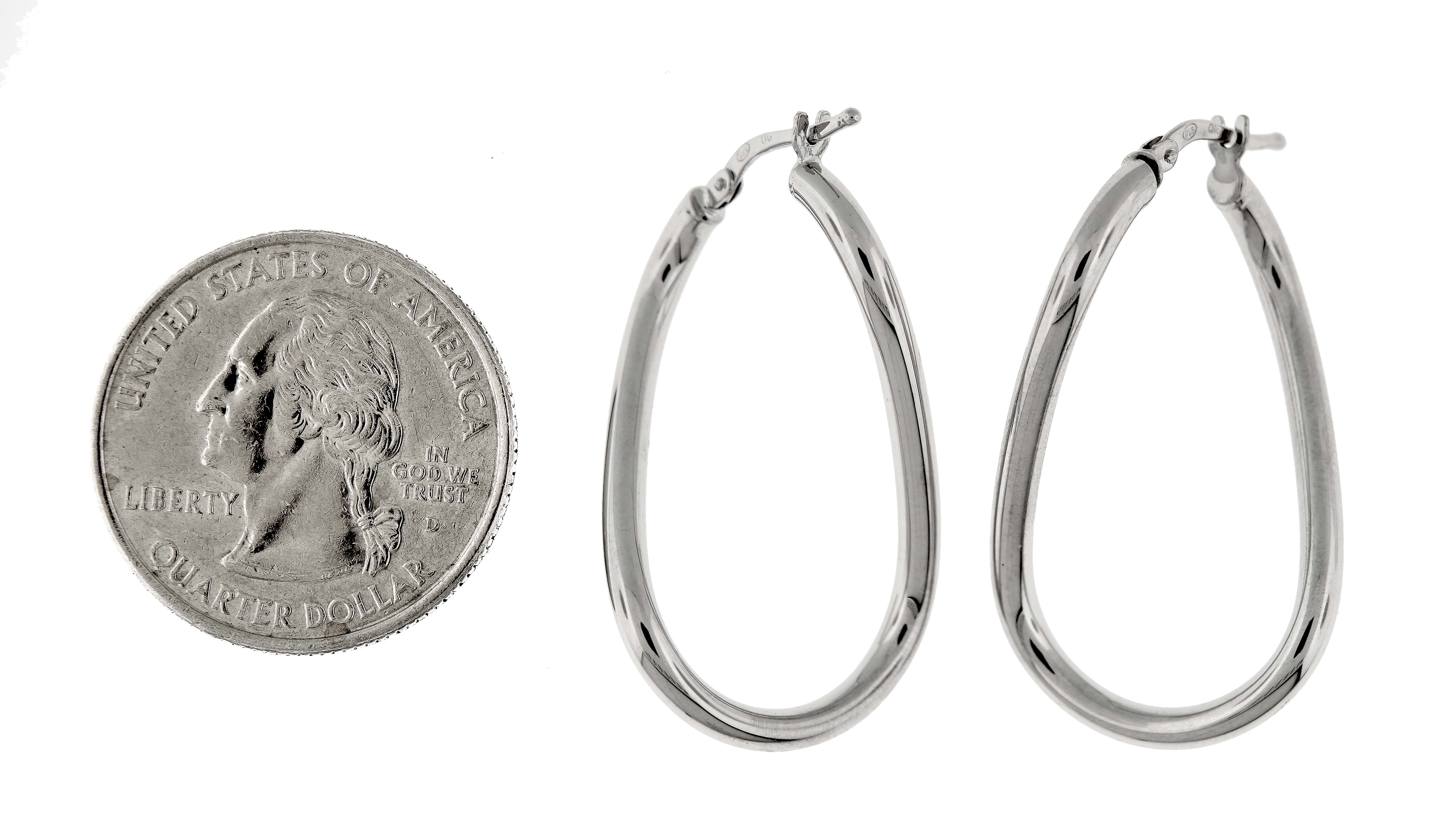 Sterling Silver Twisted Hoop Earrings 32mm x 18mm