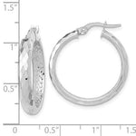 Charger l&#39;image dans la galerie, 14k White Gold 25mm x 3.75mm Diamond Cut Inside Outside Round Hoop Earrings
